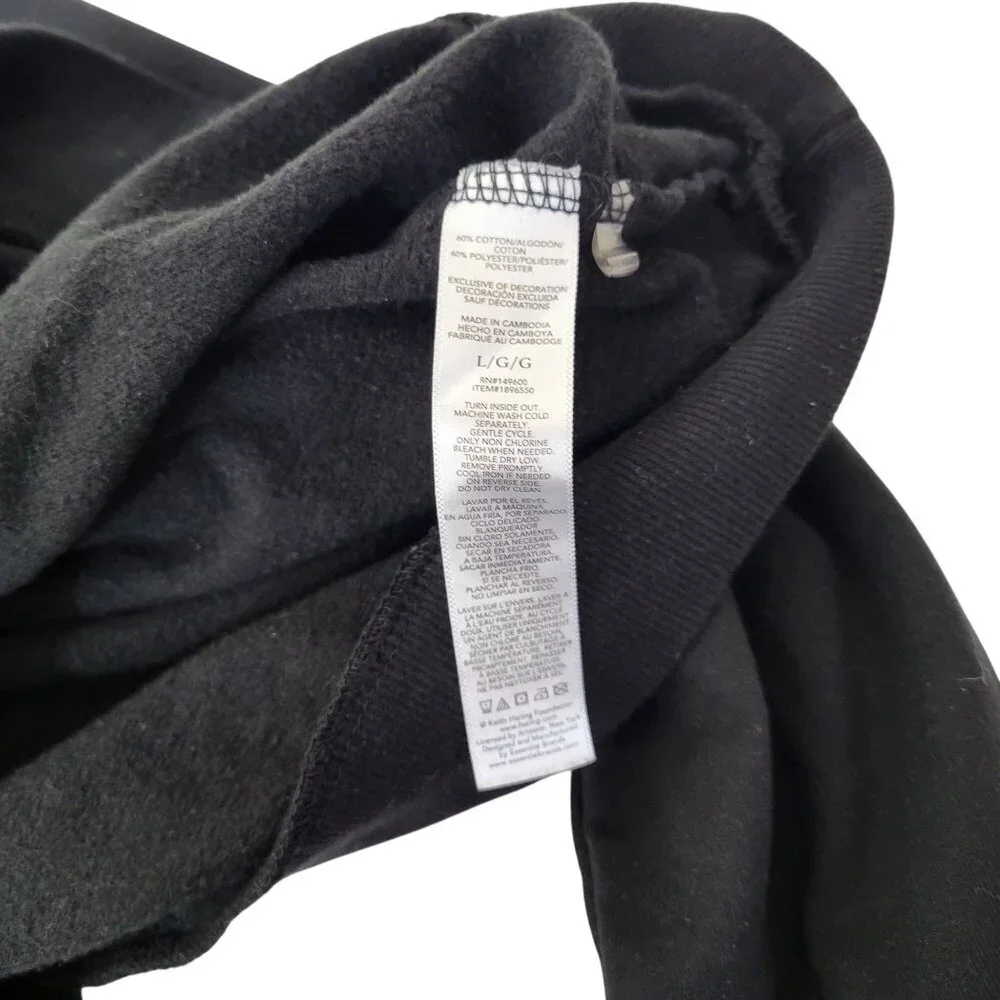 Keith Haring Black Long Sleeve Crewneck Sweatshirt With Red Heart Graphic L - Picture 5 of 6